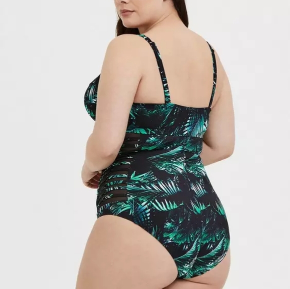 Torrid Black and Green One Piece Swimsuit - Picture 2 of 14